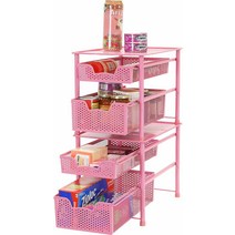 Simple Houseware 쌓을 수 있는 3단 슬라이딩 바스켓 오거나이저 .. 정품보장, 2-Tier, Pink