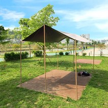 캠핑지구 블랙코팅 렉타 타프 대형 암막 사각 그늘막, 타프(300아이보리)