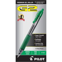 PILOT G2 프리미엄 젤 롤링 펜 파인 포인트 0.7 mm 블랙 12개, Green Ink