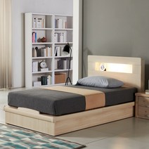 젠티스 LED 평상형 헤드수납 슈퍼싱글 퀸 침대프레임 (매트선택), A. 루카스 (아카시아)