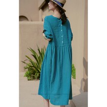 여성 린넨 원피스 오버핏 캐주얼 여자 봄 여름 가을 반팔 롱원피스 linen dress women JX0243
