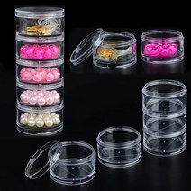 투명 원통 용기 5cm 5P 납작 원형 플라스틱 소분 케이스, 5개