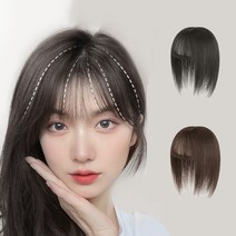 키밍 인모 여자 정수리가발 부분가발 앞머리 2컬러, 블랙, 1개