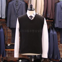 STCO 블랙 소프트 터치 브이넥 니트 베스트 DKVUZ01CSB