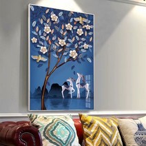행운 나무 럭셔리 인테리어 그림 사무실 현관 보석 십자수 재료 만들기 세트, 55x90CM