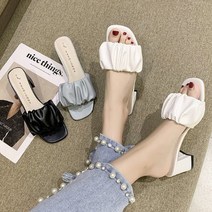 더구두 볼륨 셔링 뮬슬리퍼 샌들 힐-3203