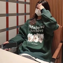 와이케이 말티즈 여자 맨투맨 후드티 추동 보온하다