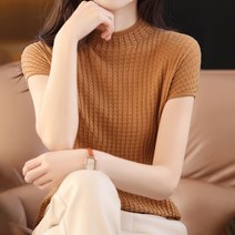 스타일아유 여성 여름 비스코스 가오리 반팔 슬림 예술핏 니트 티 반팔티셔츠 오피스 캐주얼
