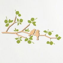 옷장리폼 우드스티커 새와나무가지 반제품 꾸미기