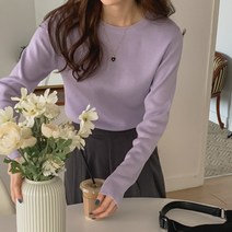 라벤더 연핑크 핫핑크 연보라 블로썸 소라색 하늘색 보라색 라운드 니트