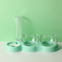 고양이자동급식기 반려동물 사료 배식기 강아지 밥그릇 반려 동물 고양이 그릇 자동 공급기 3 in 1 개 먹, 03 green
