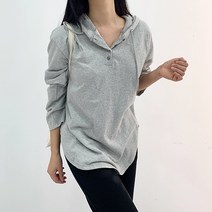 모딕트 Y존커버 간절기 옆트임 여성 후드티셔츠 단추 얇은 후드티