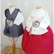 어썸한복 커플한복 이채담 아이빨강 당의 & 진회색 동다리(단품가격)