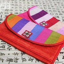 설날선물 설선물 구정 새해 기념 무지개 색동 꽃자수 카드지갑 장지갑