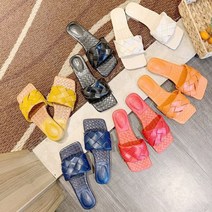 볼륨 꽈배기 위빙 슬리퍼 여성 꼬임 매듭 슈즈