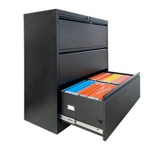 사무실 파일 캐비닛 철제 사물함 회사 서류 보관함, (블랙 3단) 1.4mm