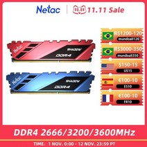 Netac-DDR4 Ram 메모리 3200Mhz 8GB 16GB 2666Mhz 3600Mhz XMP 2.0 RGB 8GBx2 듀얼 채널 DDR4 방열판판 메인보드 인텔 AMD 12, 16GB 3200MHz 레드