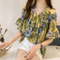 SAMARA 여성 블라우스 우아한 꽃무늬 패턴 데일리 여름 블라우스 G38153