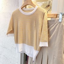 보블리에 / 도트 배색 라운드 니트