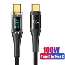 인두기 납땜 세트 USAMSUSB C to USB c형 케이블 100W/66W LED 디스플레이 핸드폰 충전 6A PD 고속 코어 맥북 샤오미 삼성호환, 01 100W CABLE BLACK