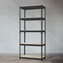 스피드랙 철제선반 조립식 앵글 5단 900 x 300 x 1200, 화이트, 12mm 강화 MDF 보드