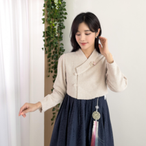 민한복 샤르망 여성 계량 철릭 원피스 여자 개량 퓨전 허리 치마 드레스 생활한복