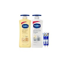 바세린 대용량 바디로션 600ml 드라이스킨 + 알로에수드 +치약2개, 드라이 스킨 로션 400ml +어드밴