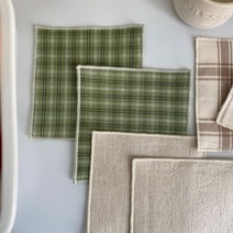 홈까페 패브릭컵받침 체크 무지 코스터 upcycling, 무지린넨