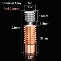 3D 프린터부품 Bimetal heat브레이크 Ender3 티타늄 합금 구리 도금 Throat CR10 Ender 53 CR10S 프린터 부품 V6 S1, V6 type 2