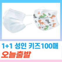 1+1 일회용 비말차단 덴탈 약국 여름용 부직포 나노 방역 보건 3중필터 패션 컬러 소형 성인 마스크 100장, 아동 캐릭터 50매+아동 캐릭터 50매