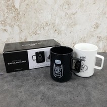 도자기제 블랙 앤 화이트 고양이 머그컵 (2개 1세트)