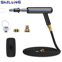 SHILONG 무선 고압 세척기 분사기 세차기 살수기+닦기, 블랙(15m)