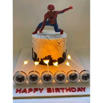 폭죽 케이크 불꽃 소품 핸드메이드 장식 장식품 이니셜, 스파이더맨 세트