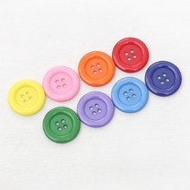 무지개단추(8개)[1039] / 칼라 25mm 컬러 네 구멍 무지개 만들기 단추 재료, 분홍