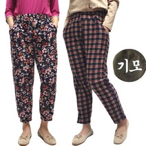[편마담샵] 따뜻한 촌캉스 할머니옷 겨울 꽃무늬 엄마 고무줄바지 기모 꽃 바지 김장 몸빼