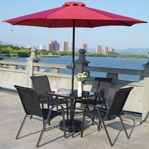 썬빌라 메쉬의자 코스트코 아웃도어 휴양지 썬베드 야외 의자 홈 레저 등받이 안락 의자 야외 밀크티 숍 방수 야외 안뜰 테이블과 의자 우산 조합, 검은색 의자 4개   검은색 사각 테이블 80개   중