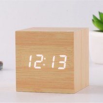 탁상전자시계 디지탈 알람시계 LED 나무 알람 시계 음성 제어 디지털 테이블 온도 디스플레이 Despertador, 10 10