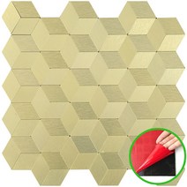 셀프 DIY 접착식 메탈 타일 (붙이는 스티커 현관 주방 벽), 25.YM-L03큐브골드