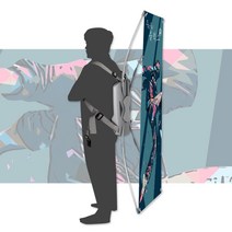 우리동네출력소 워킹배너 이동 휴먼 X배너거치대 출력 제작 인쇄, 워킹배너 1개, 패트배너 유광 코팅 1장