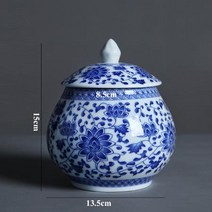 도자기그릇 도자기식기 차 캐디 세라믹 파란색과 흰색 도자기 항아리 뚜껑 중간 밀봉 저장 거실 티 테이블 장식 액세서리, [02] 1pcs