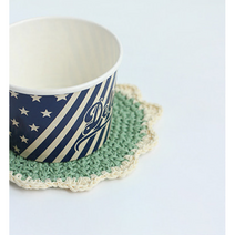 그린 레이스 데코 도일리 티 코스터 컵받침 원형 매트 뜨개