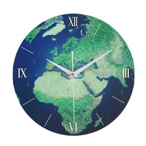 야광 벽시계 개성 무음 시계 지구 clock 빈티지 벽시계, 12 인치, 빛나는