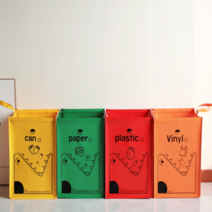 가정용 분리수거함 3단 재활용 분리 가방 우유팩 공병 플라스틱 수거함 2종, 블랙크롱이 분리수거함3P