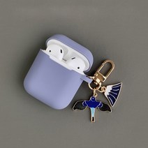 감각적인 에어팟케이스 실리콘 가죽 빈티지 명품 밍크 헤어 볼 키 체인 이어폰 케이스 apple airpods 1 2 블루투스 헤드셋 커버 귀여운 천사 꽃 장식, 에어팟 1 또는 2용 a17