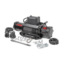 Rough Country 5.4kg(12파운드) PRO 시리즈 전기 윈치 | 합성 로프 - PRO12000S 블랙, Winch
