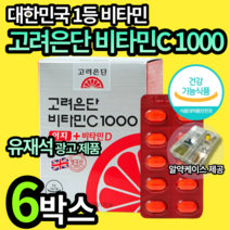 고려은단 유재석 비타민 C&D 1000mg 이지 여성 여자 갱년기 엄마 어머니 할머니 고려온단 고러은단 고러온단 칼슘 뼈 형성 건강 스위스산 건강기능식품 비터민 유제석 알약케이스, 6박스