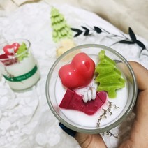 [제이쥬] 크리스마스초 하트트리 캔들 /소이캔들 오브제 인테리어소품 필라캔들 향초 아로마캔들 성탄절선물 연말선물 소이캔들 홈카페 캔들선물 방향제, 화이트쇼핑백, 헤스페리데스(자몽)