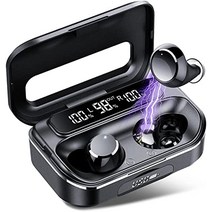 2022년 새 에디션 헤드폰 무선 마이크가 있는 인이어 Bluetooth 5.1 헤드폰 HiFi 스테레오 LED 디스플레이로 100시간 재생 작업 및 학습을 위한 IPX7 방수 스포츠 무선 이어폰-34796