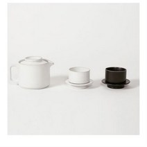 ERATO 옳음 찻잔 다기세트 화이트 + 블랙 6p 세트, 2세트, 주전자세트 + 다기진 2p + 잔받침 2p