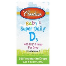 칼슨 랩 Carlson Labs 아기용 Super Daily D3 10 mcg (400 IU) 0.35 fl oz (10.3 ml) US 직배송, 1, 1